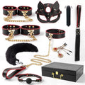 10-Piece Luxury Bondage Kit – Leather Cuffs, Mask, Collar & Accessories Set