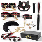 10-Piece Luxury Bondage Kit – Leather Cuffs, Mask, Collar & Accessories Set