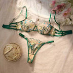 French Embroidered Lingerie Set – Floral Mesh Bra & Panty Set