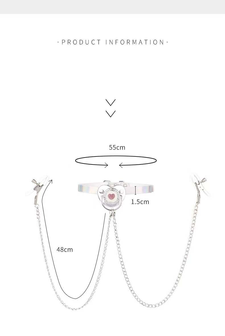 Couples’ Intimacy Training Accessories Set | Crystal Pacifier Gag | Chain Nipple Clips