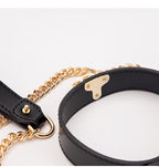 Luxury PU Leather Collar & Chain Leash – Adjustable Choker with Hand Strap