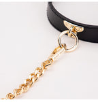 Luxury PU Leather Collar & Chain Leash – Adjustable Choker with Hand Strap