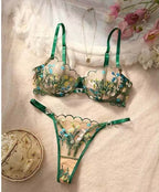 French Embroidered Lingerie Set – Floral Mesh Bra & Panty Set