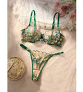 French Embroidered Lingerie Set – Floral Mesh Bra & Panty Set