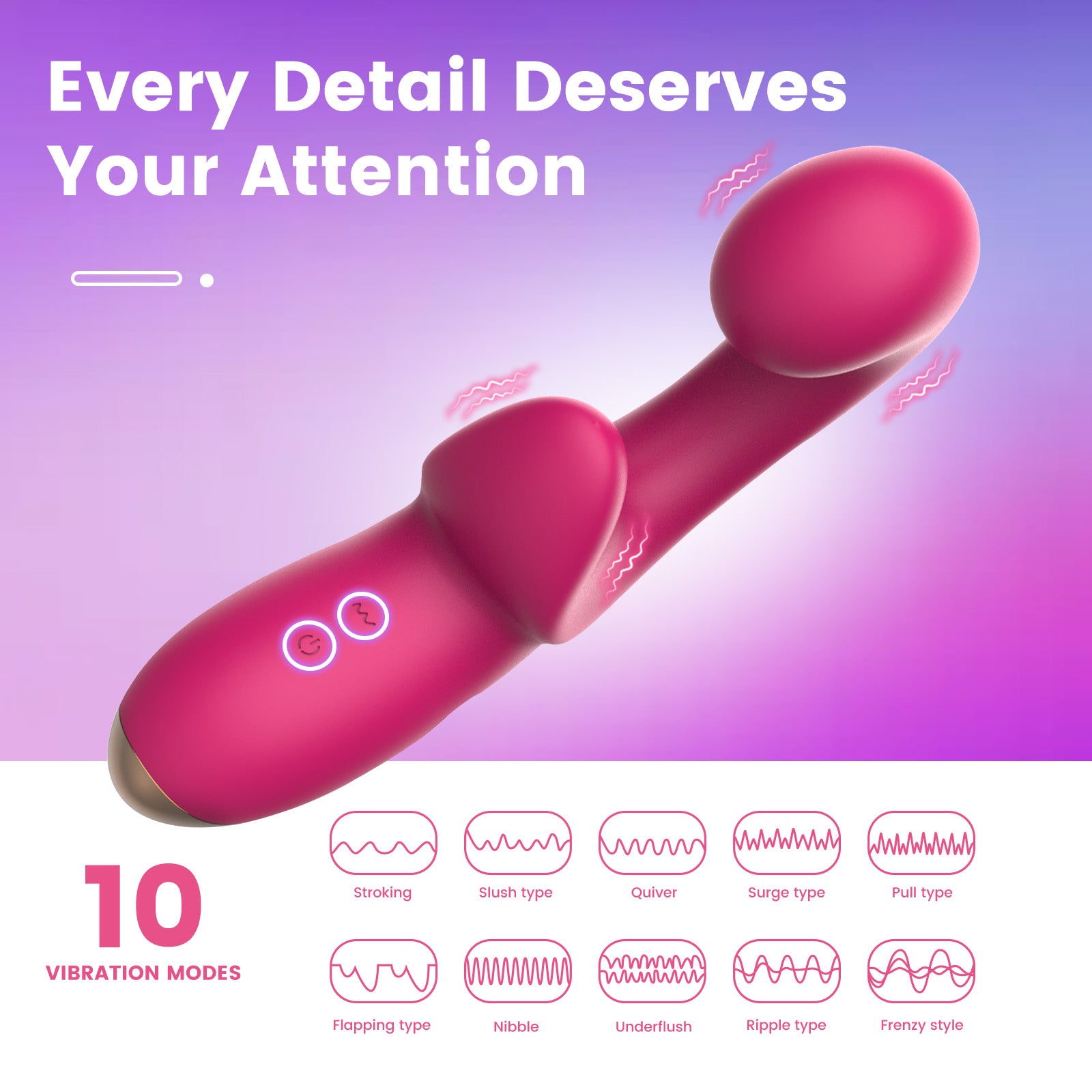 Luxury Dual Stimulation Vibrator – G-Spot & Clitoral, 10 Modes, Waterproof