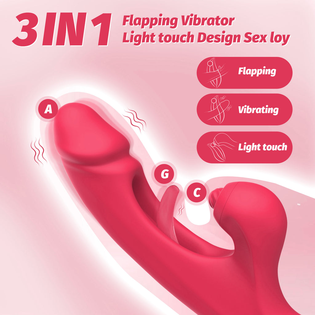 3-in-1 Rabbit Vibrator with Licking & Thrusting – 9 Modes, Waterproof, USB Rechargeable