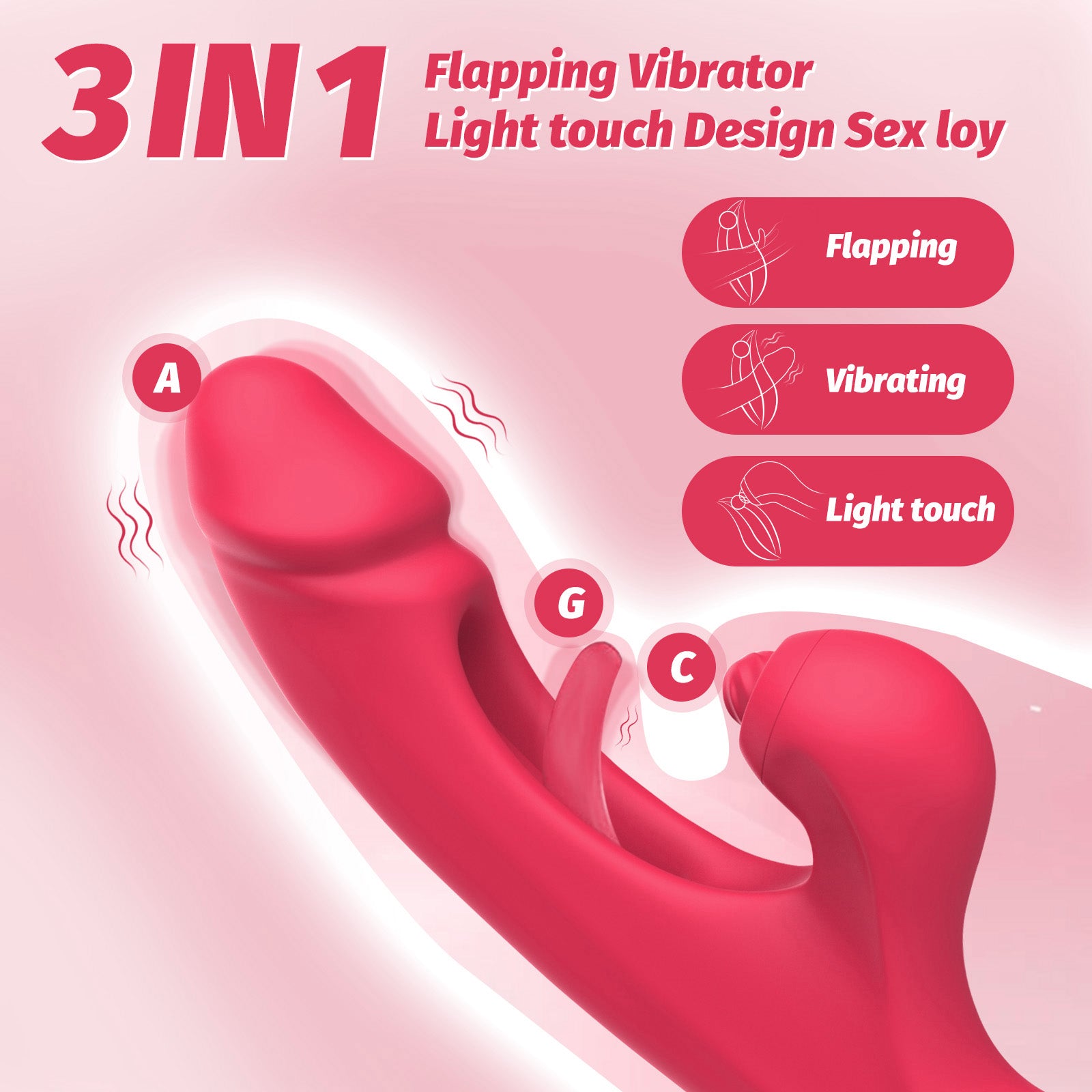 3-in-1 Rabbit Vibrator with Licking & Thrusting – 9 Modes, Waterproof, USB Rechargeable