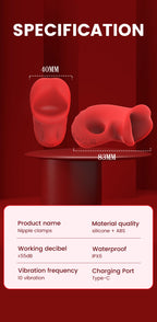 Vibrating Nipple Clamps – 10 Modes, Waterproof, Ultra-Quiet
