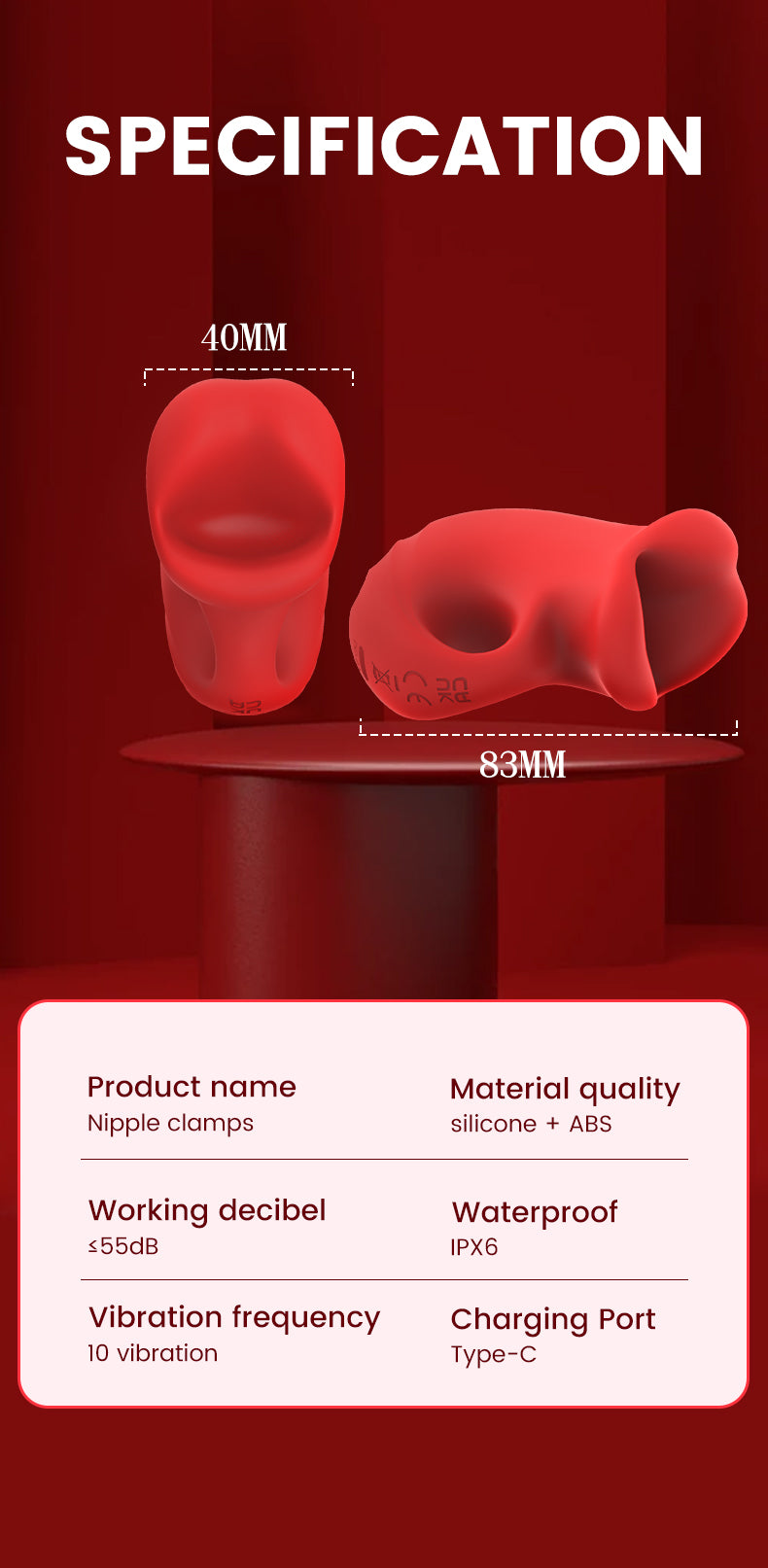 Vibrating Nipple Clamps – 10 Modes, Waterproof, Ultra-Quiet