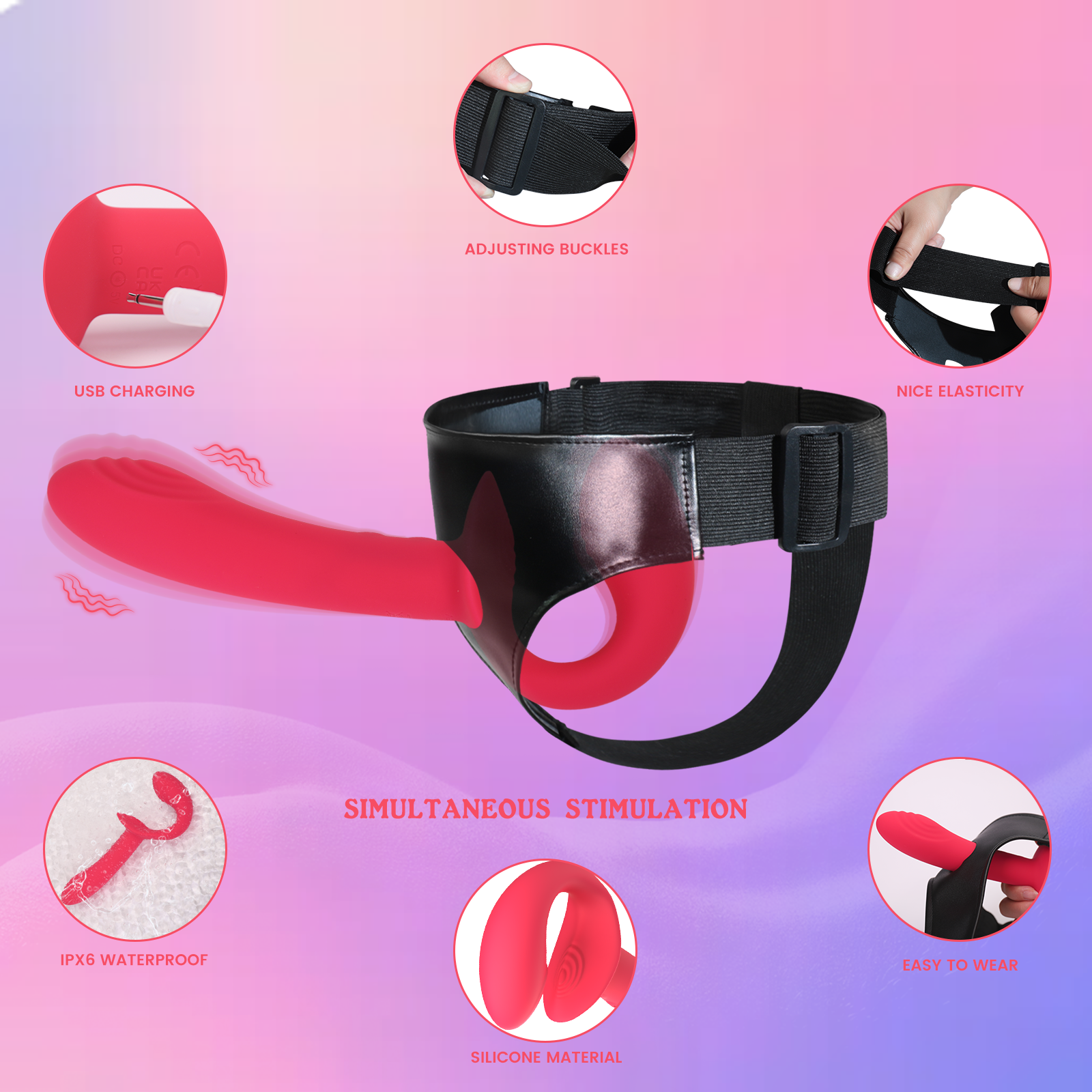Remote Control Wearable Strap-On Vibrator – Dual Stimulation, 10 Modes, Adjustable Harness