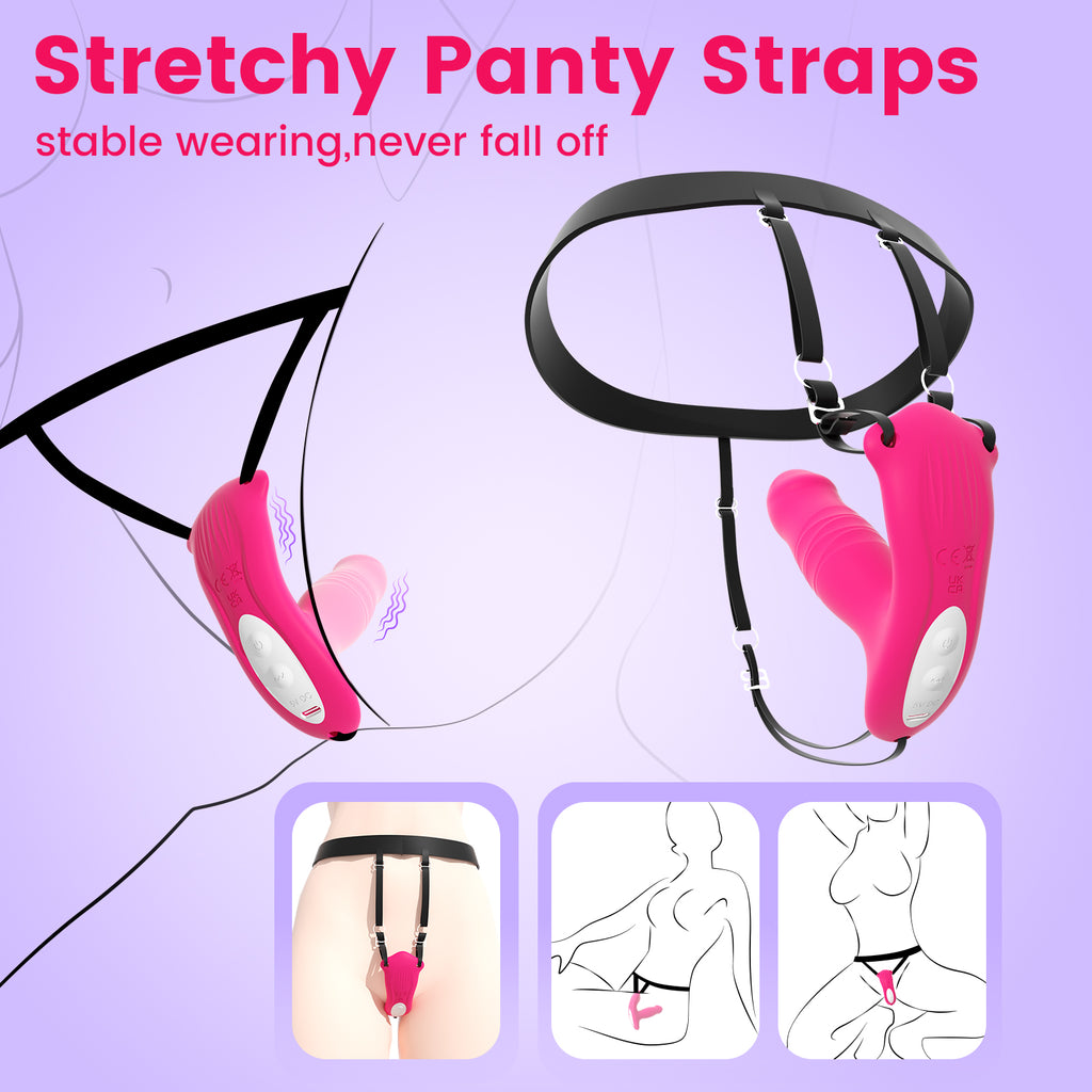 App Remote Wearable Thrusting & Vibrating Dildo – 3-in-1 Clit Stimulator, 9 Modes, Waterproof