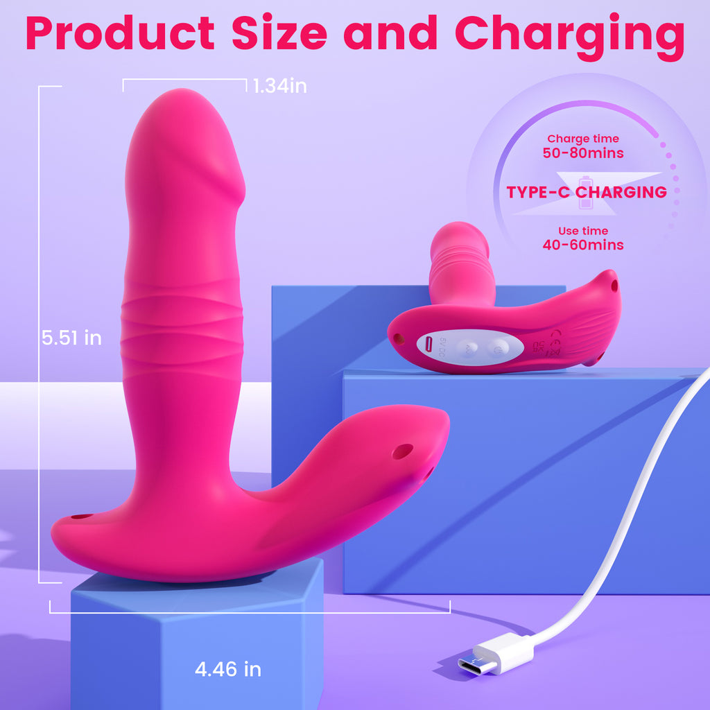 App Remote Wearable Thrusting & Vibrating Dildo – 3-in-1 Clit Stimulator, 9 Modes, Waterproof