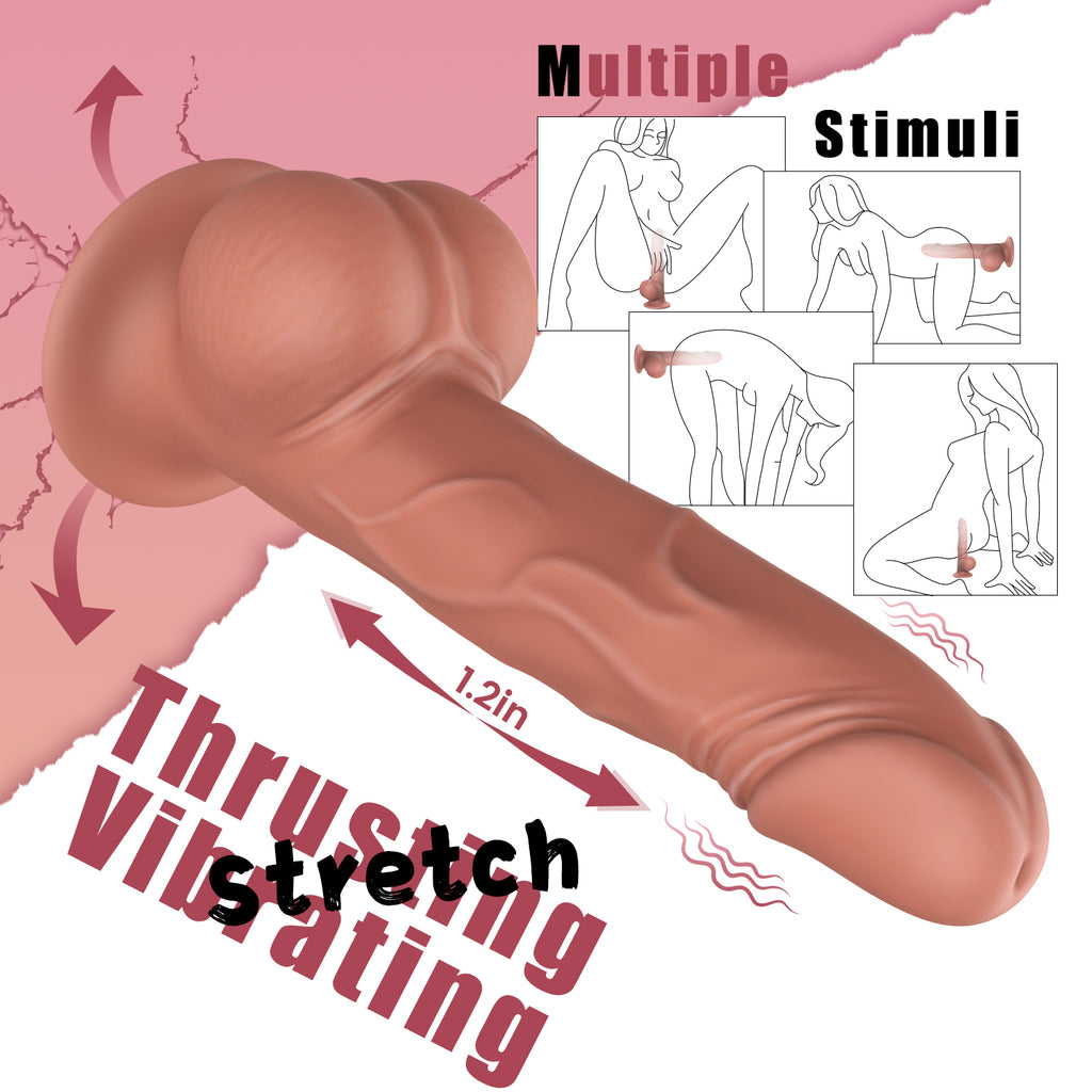 Remote Control Thrusting & Vibrating Realistic Dildo – 10 Modes, Suction Cup, Waterproof Silicone