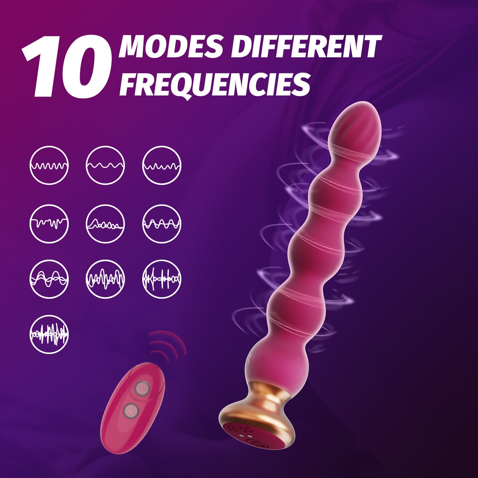 Luxury Beaded Vibrator with Remote Control – 10 Modes, Waterproof Silicone