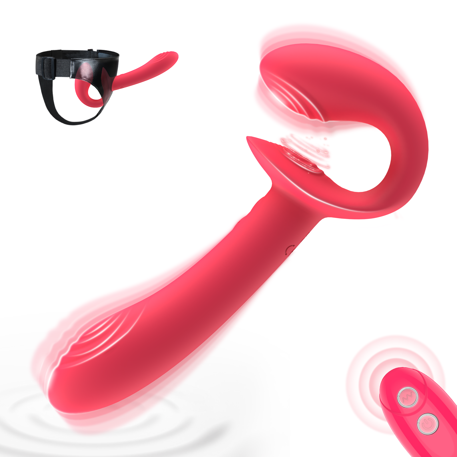 Remote Control Wearable Strap-On Vibrator – Dual Stimulation, 10 Modes, Adjustable Harness