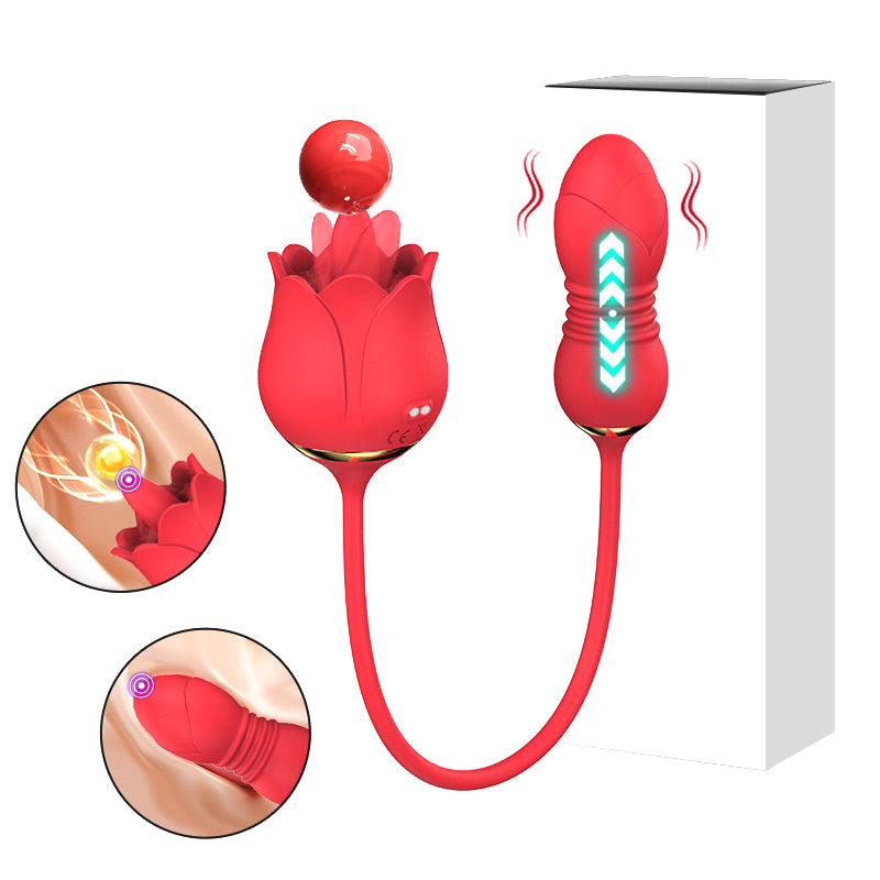 3-in-1 Dual-Action Vibrator with Tongue Licking, Thrusting & Vibration – Independent Controls