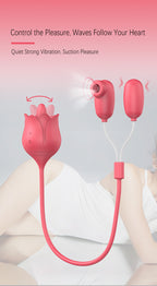 Rose Dual-Action Suction & Vibrating Massager with Flexible Tongue Design