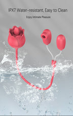 Rose Dual-Action Suction & Vibrating Massager with Flexible Tongue Design