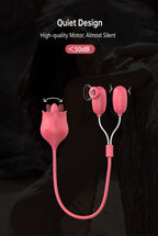 Rose Dual-Action Suction & Vibrating Massager with Flexible Tongue Design