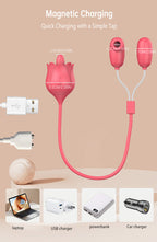 Rose Dual-Action Suction & Vibrating Massager with Flexible Tongue Design