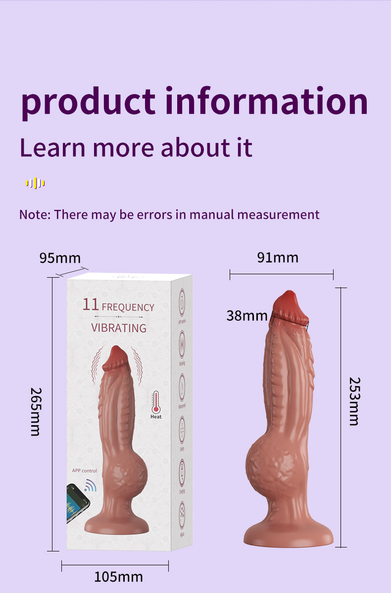 App-Control Vibrating Realistic Dildo with Suction Base & Heating – 11 Modes, USB Rechargeable