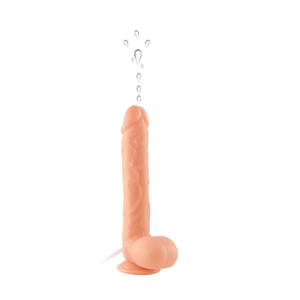 Realistic Dildo with Squeeze Pump Feature – Textured, Soft Silicone, 10.2 Inch