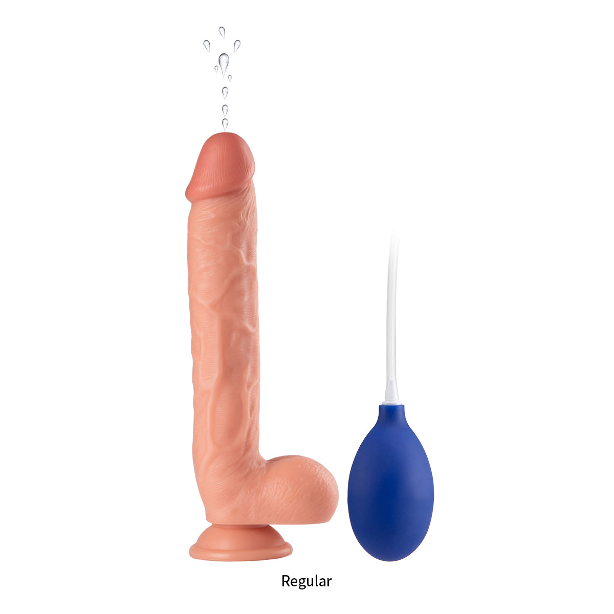 Realistic Dildo with Squeeze Pump Feature – Textured, Soft Silicone, 10.2 Inch