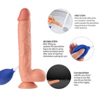 Realistic Dildo with Squeeze Pump Feature – Textured, Soft Silicone, 10.2 Inch