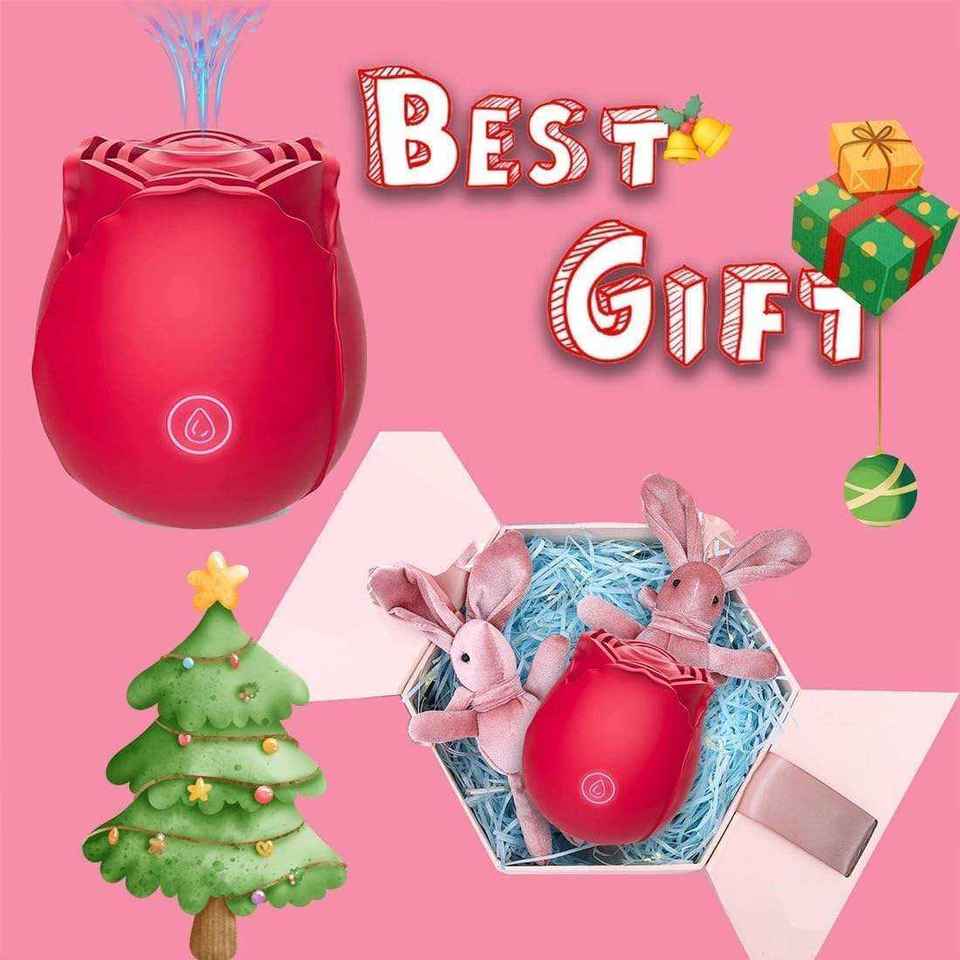 Rose Suction Vibrator  – 10 Modes, Waterproof, Magnetic Charging