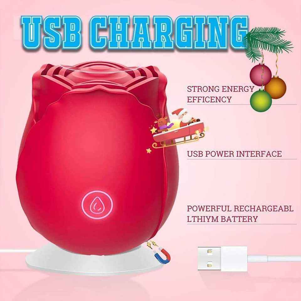 Rose Suction Vibrator  – 10 Modes, Waterproof, Magnetic Charging
