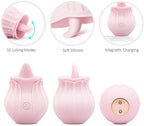Rose Tongue Licking Vibrator with 10 Modes – Waterproof Silicone Massager