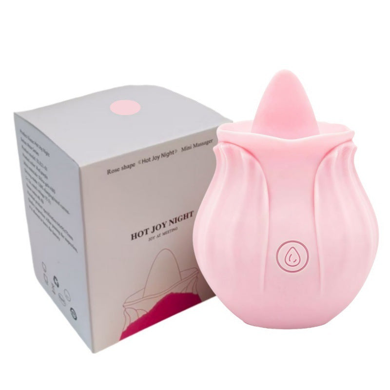 Rose Tongue Licking Vibrator with 10 Modes – Waterproof Silicone Massager