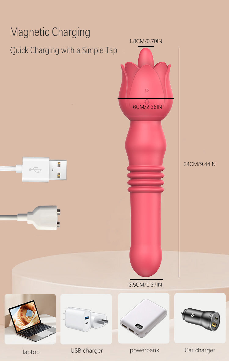 Rose Thrusting, Rotating Beads & Vibrating Massager