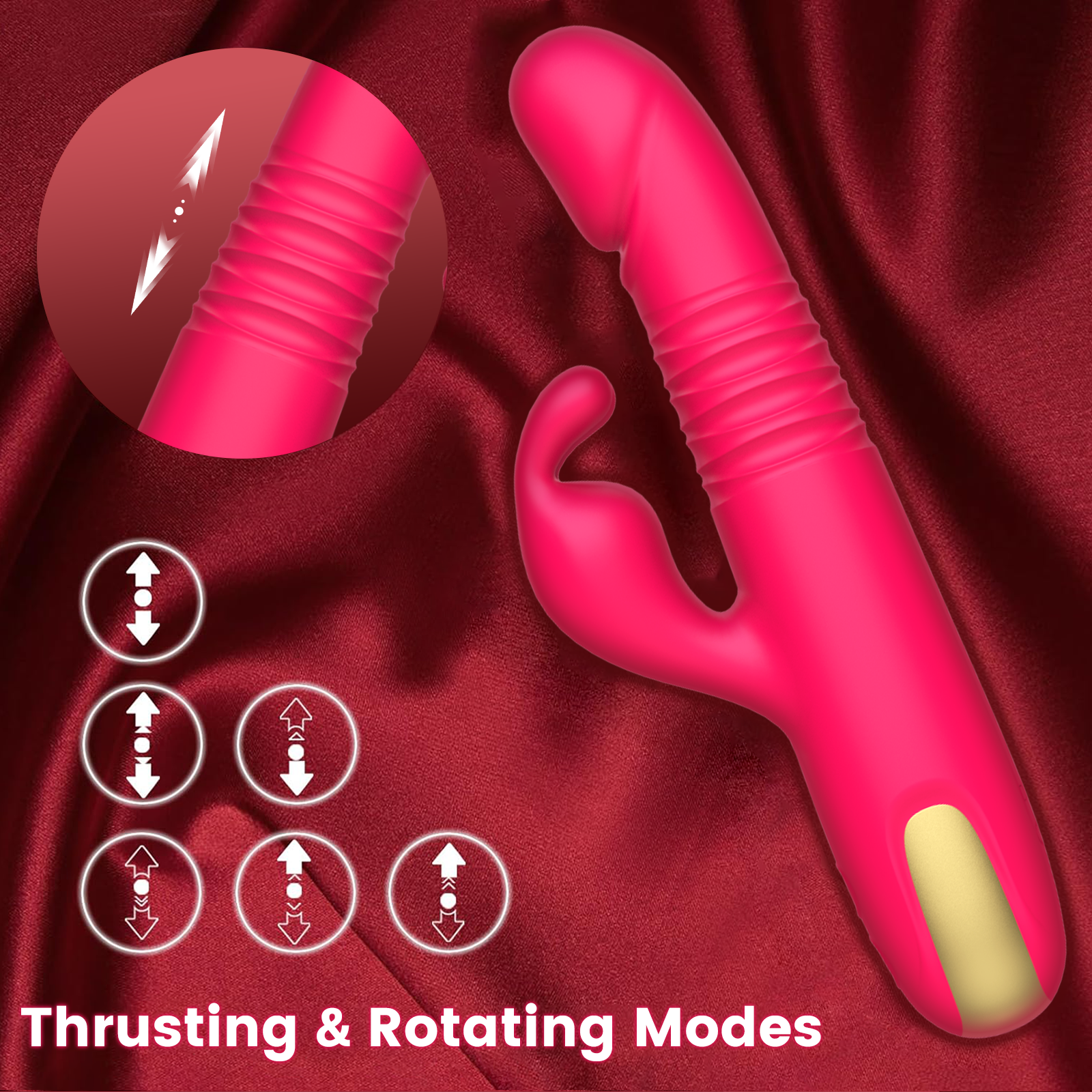 Thrusting & Rotating Rabbit Vibrator – 10 Modes, Dual Stimulation, Waterproof, Rechargeable