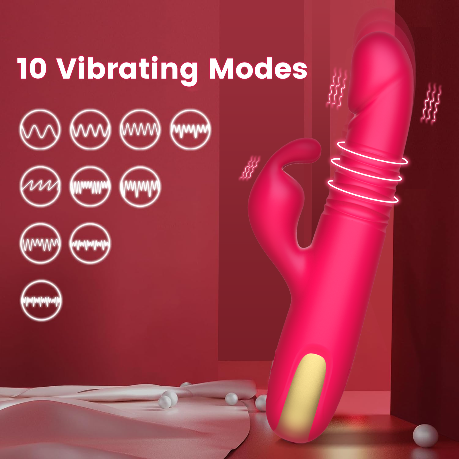 Thrusting & Rotating Rabbit Vibrator – 10 Modes, Dual Stimulation, Waterproof, Rechargeable