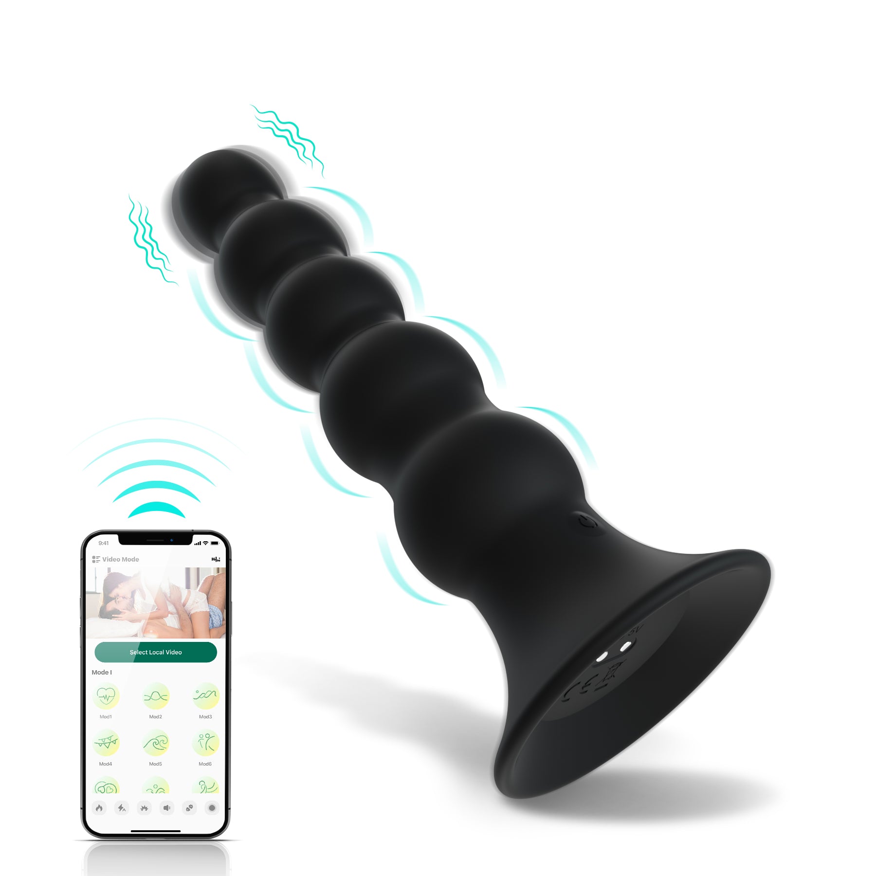 App-Control Rechargeable Silicone Plug – 9 Vibrations, Waterproof, Suction Base