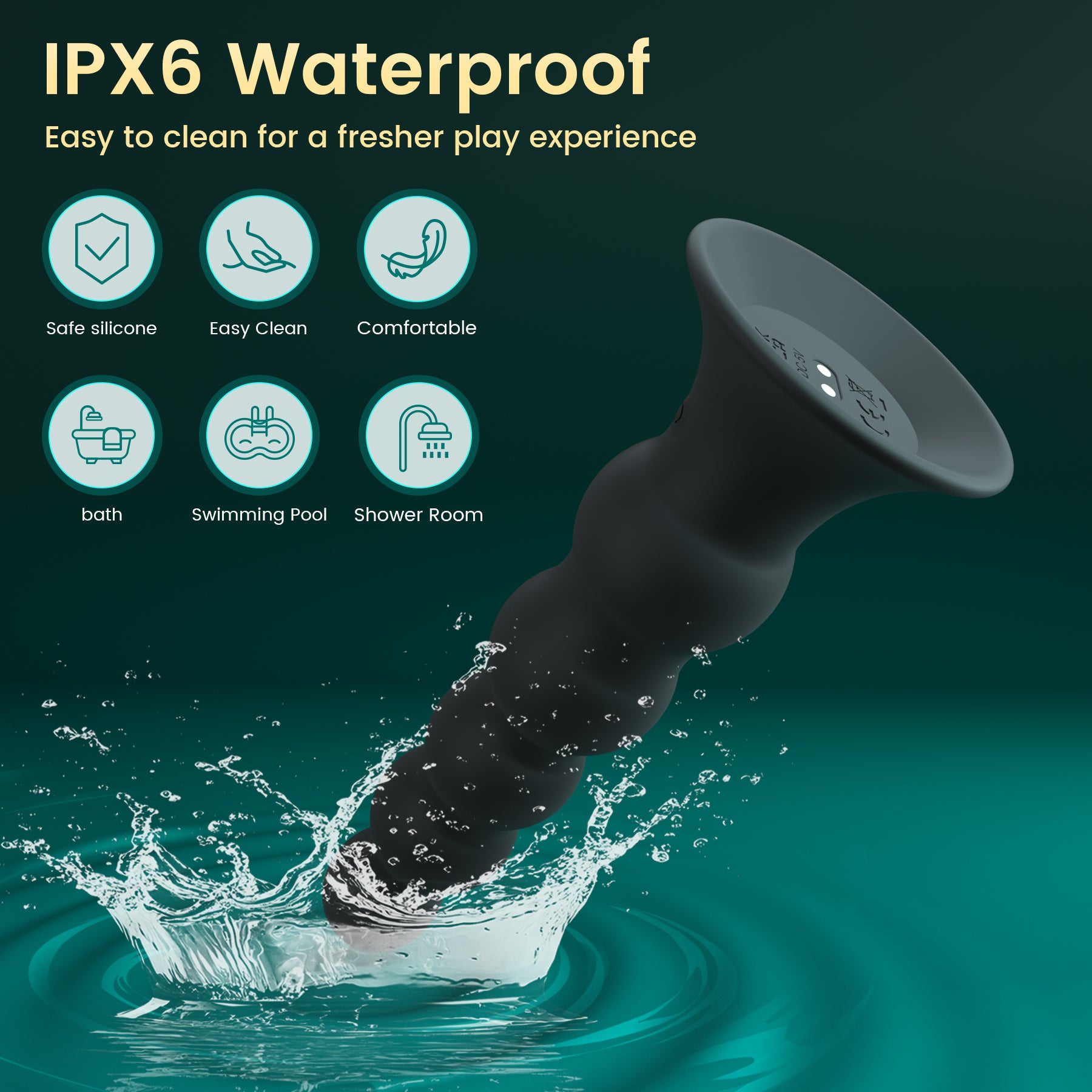 App-Control Rechargeable Silicone Plug – 9 Vibrations, Waterproof, Suction Base