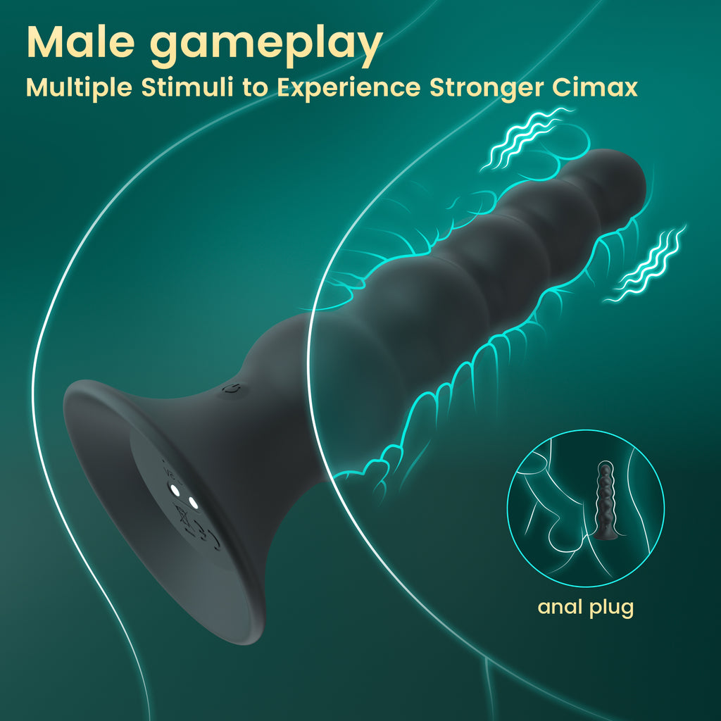 App-Control Rechargeable Silicone Plug – 9 Vibrations, Waterproof, Suction Base