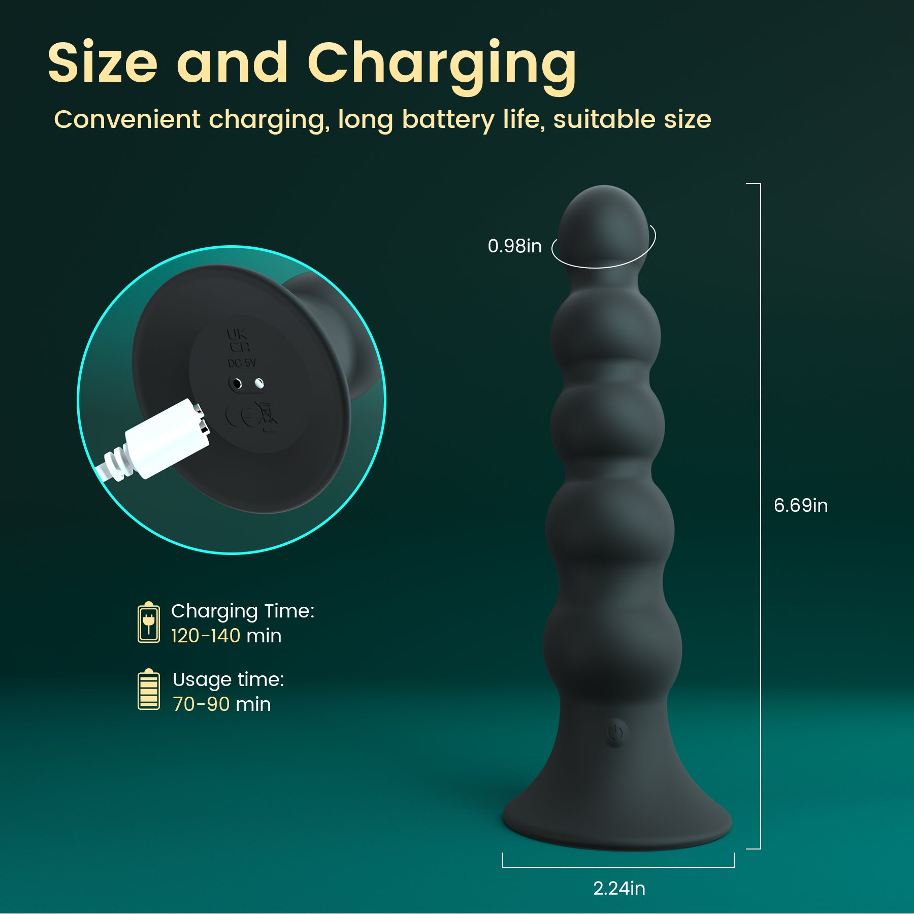App-Control Rechargeable Silicone Plug – 9 Vibrations, Waterproof, Suction Base