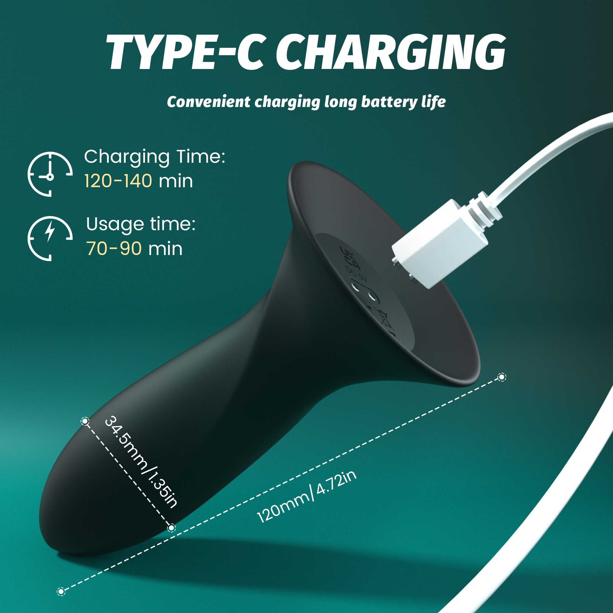 App-Control Rechargeable Silicone Plug – 9 Modes, Waterproof, Suction Base