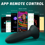 App-Control Rechargeable Silicone Plug – 9 Modes, Waterproof, Suction Base