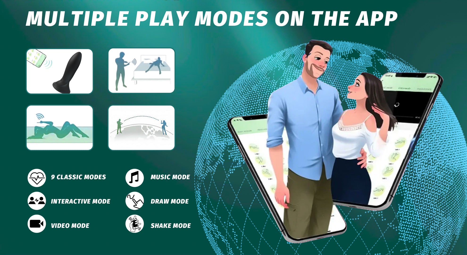 App-Control Rechargeable Silicone Plug – 9 Modes, Waterproof, Suction Base