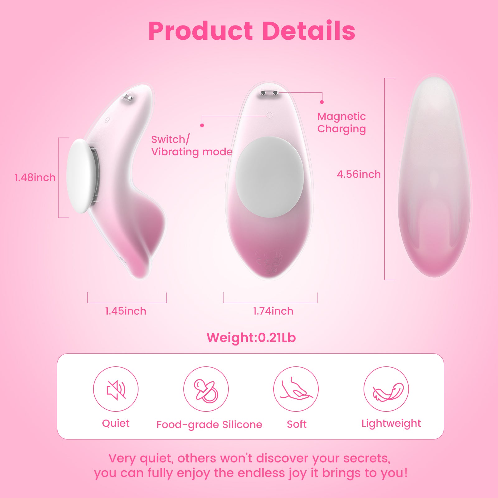 Wearable Vibrator for Women – Invisible Design, Magnetic Clip, Hands-Free, Quiet & Powerful