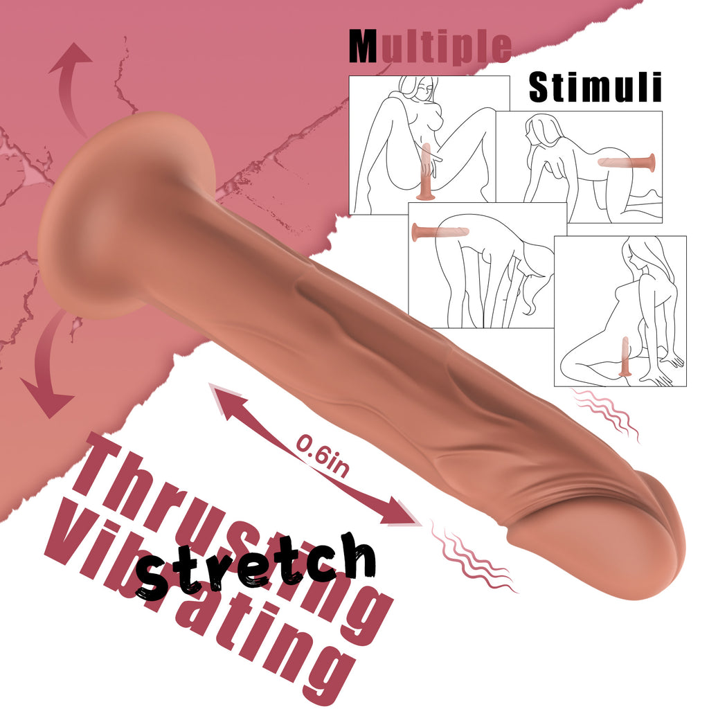 Thrusting & Vibrating Dildo with Suction Cup | 10 Modes, Ultra-Quiet, Waterproof, Realistic Silicone