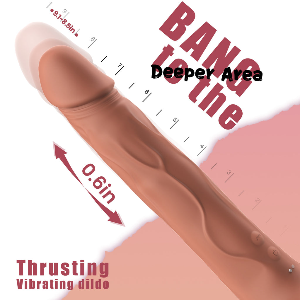 Thrusting & Vibrating Dildo with Suction Cup | 10 Modes, Ultra-Quiet, Waterproof, Realistic Silicone