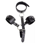 PU Leather Collar & Cuff Restraint Set – Adjustable Neck to Wrist Bondage Strap Kit