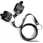 PU Leather Collar & Cuff Restraint Set – Adjustable Neck to Wrist Bondage Strap Kit