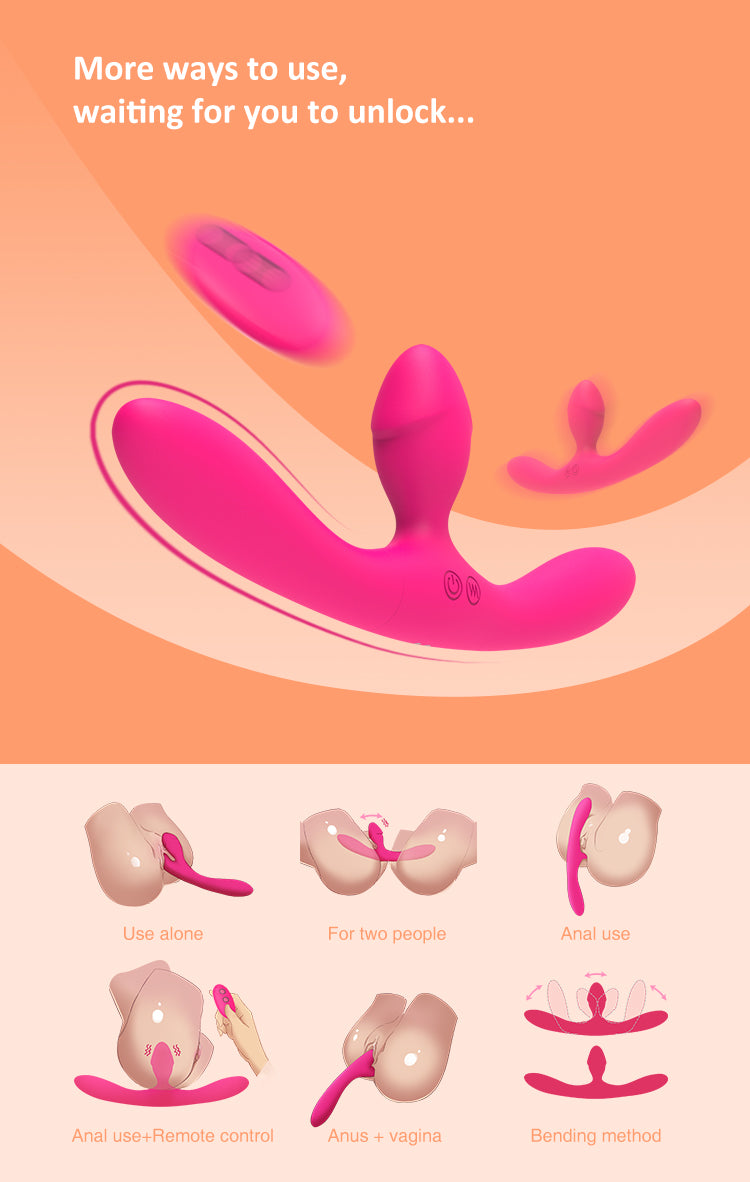 Dual-Stimulation Vibrator – 7 Modes, Remote Control, Waterproof, Soft Silicone
