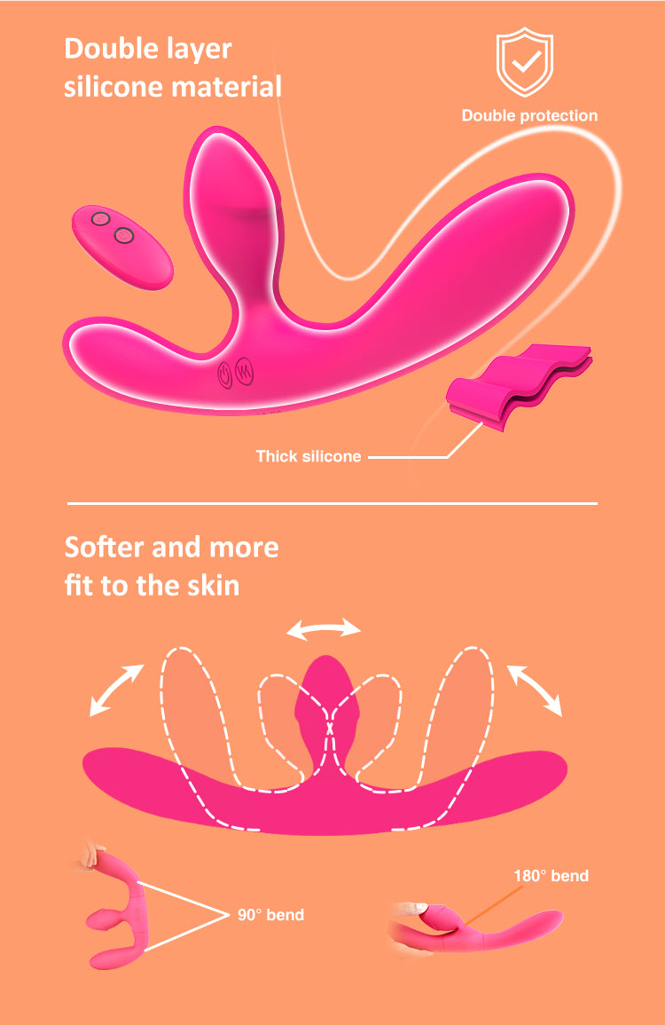 Dual-Stimulation Vibrator – 7 Modes, Remote Control, Waterproof, Soft Silicone