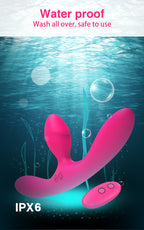 Dual-Stimulation Vibrator – 7 Modes, Remote Control, Waterproof, Soft Silicone